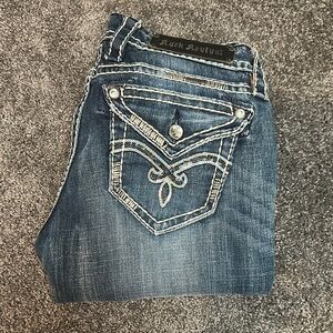 Rock Revival Blue Jeans with Contrast Stitching